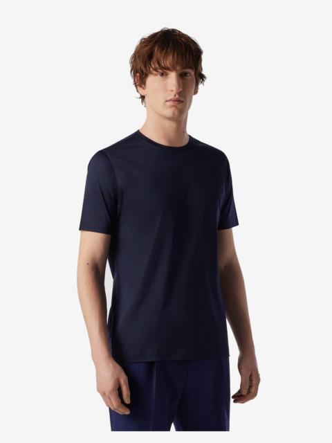 Navy blue crew neck Fil d'Ecosse t-shirt