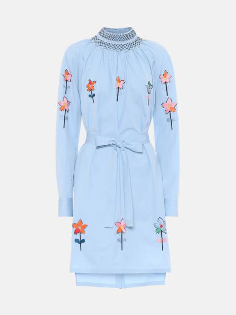Embroidered cotton-poplin minidress