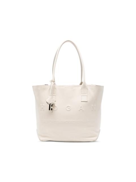 Address embossed pendant tote bag