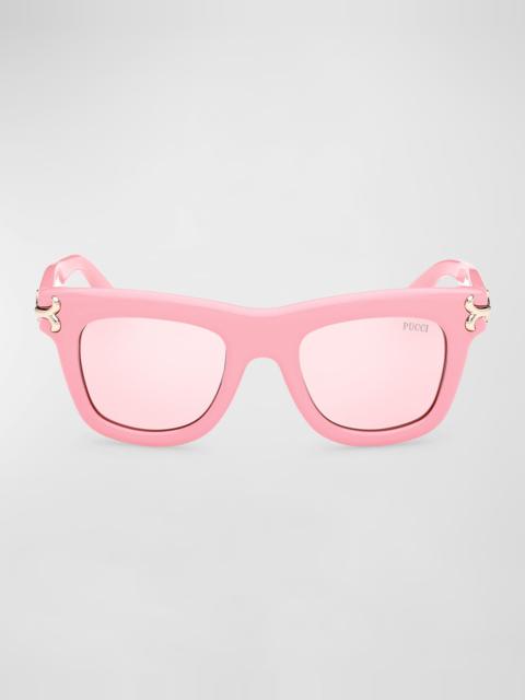 Logo Acetate Square Sunglasses