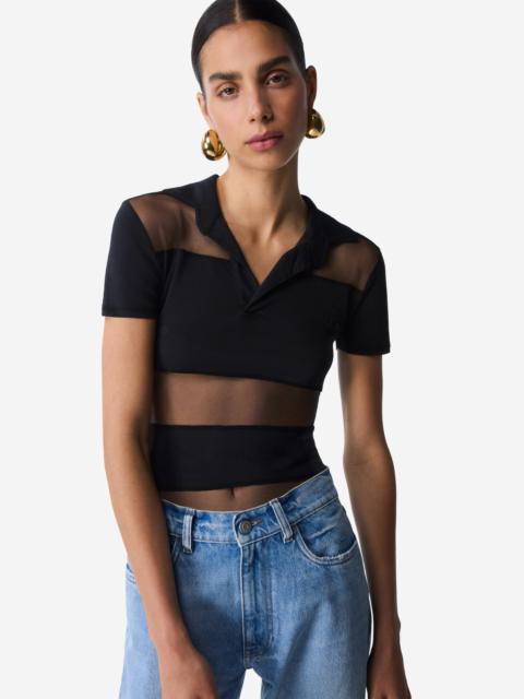 Striped Sheer Polo Top