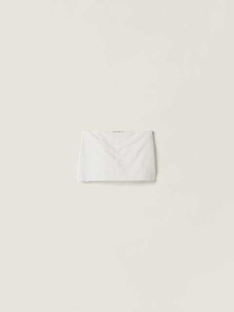 Embroidered slubbed canvas miniskirt