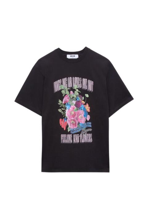 floral-print T-shirt