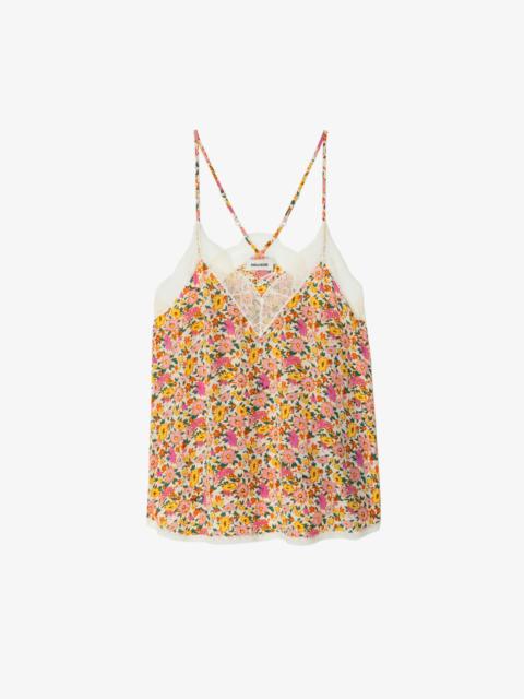 Christy Floral Sleeveless Top with Embroidered Wings
