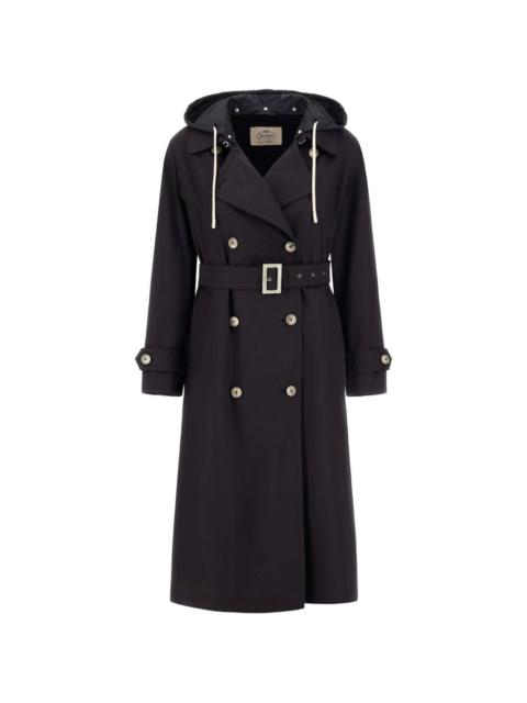 hooded belted coat