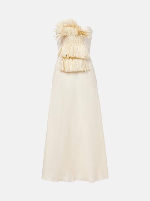 Embellished linen maxi dress