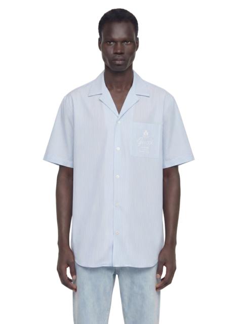 Pinstriped Cotton Poplin Bowling Shirt
