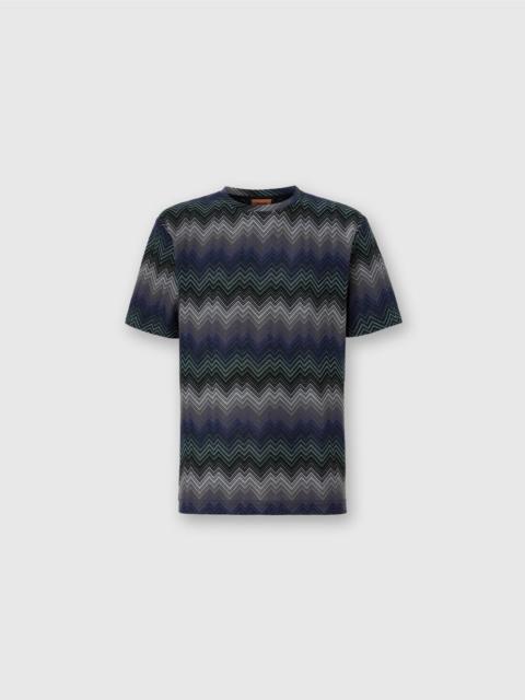 Crew Neck T-Shirt with Irregular Zigzag