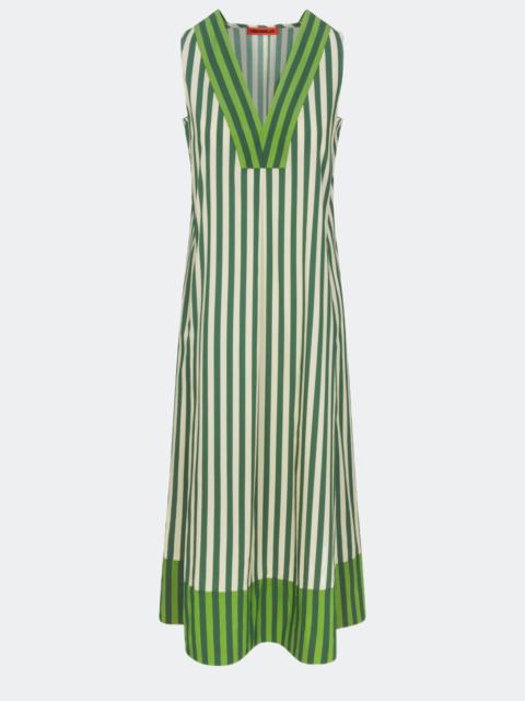 Mar Striped Poplin Dress in Green Stripe Combo