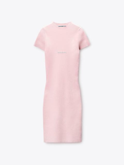 Jacquard Logo Short Sleeve Crewneck Mini Dress