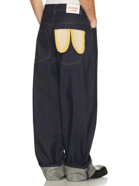 Loose Fit Jean With Knitted Pocket