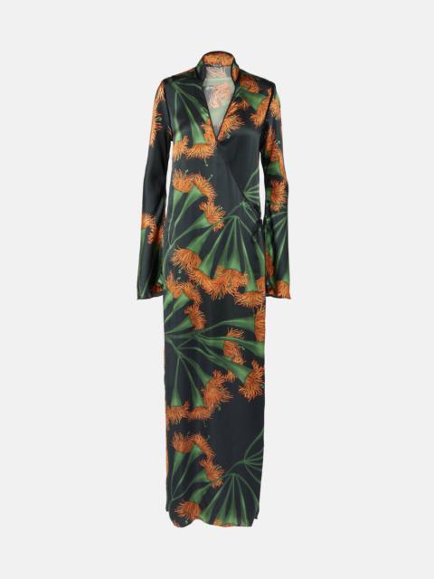 Printed silk-blend wrap dress