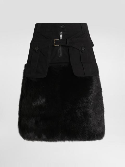 Midi skirt with fur