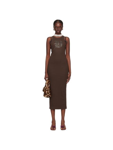 Brown Graphic Midi Dress
