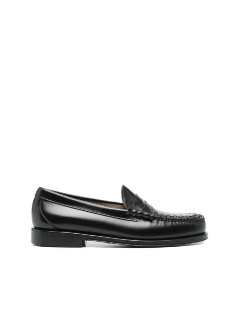 woven-front leather loafers