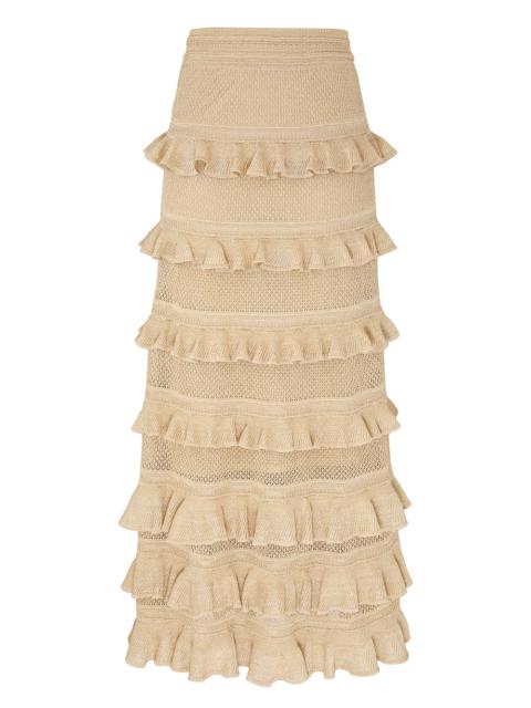 HYPNOTIC LACE FRILL MIDI SKIRT