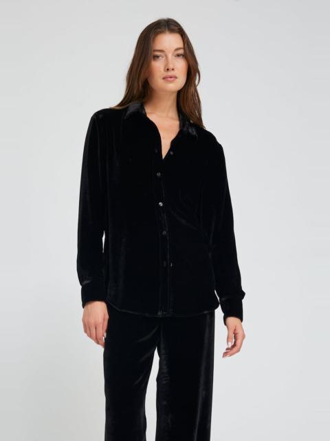 BLACK SILK ELISE BUTTON DOWN