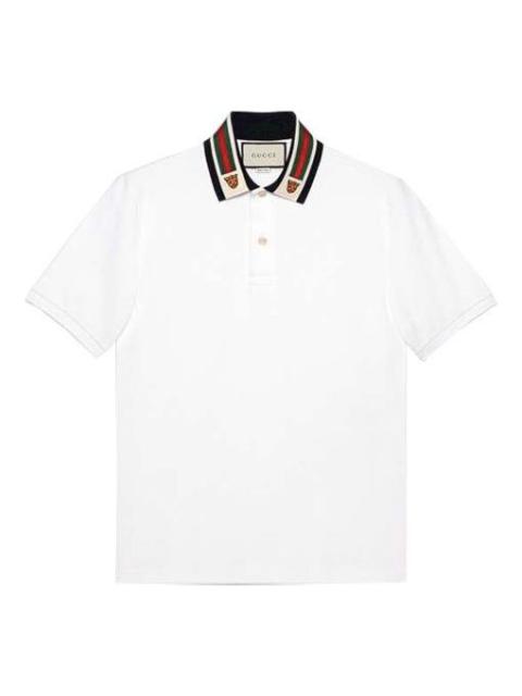 Cotton polo with Web and feline head
