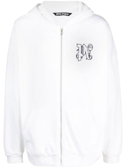 monogram-embroidered cotton hoodie
