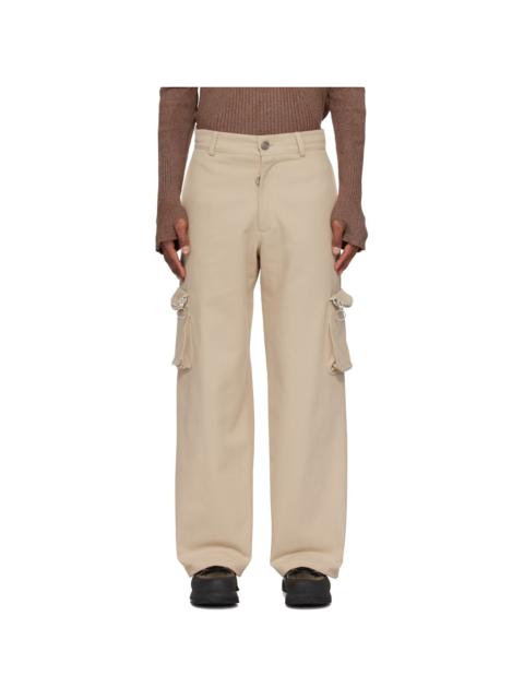 Beige Multi Pocket Cargo Pants