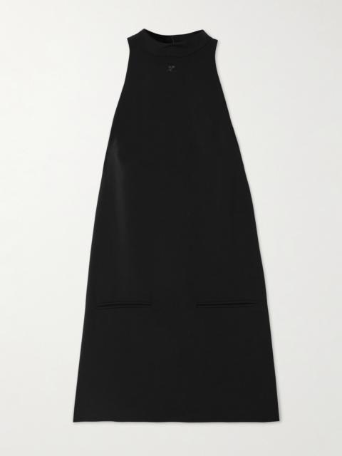 Heritage Embroidered Crepe Mock-neck Mini Dress