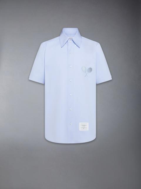 SOLID POPLIN TENNIS RACQUET EMBROIDERY SHORT SLEEVE SHIRT
