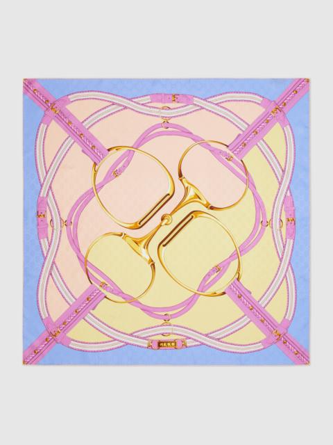 Printed silk jacquard carré