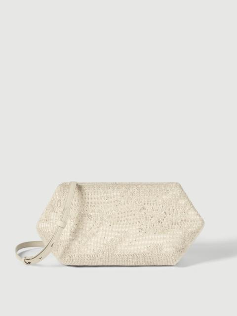 Dazzling water lillies knit pouch bag in linen and cotton