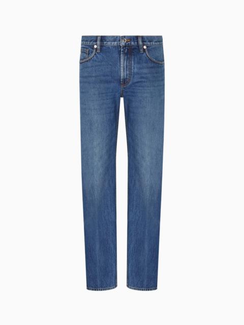 J76 STRAIGHT-FIT, STONE-WASHED DENIM JEANS