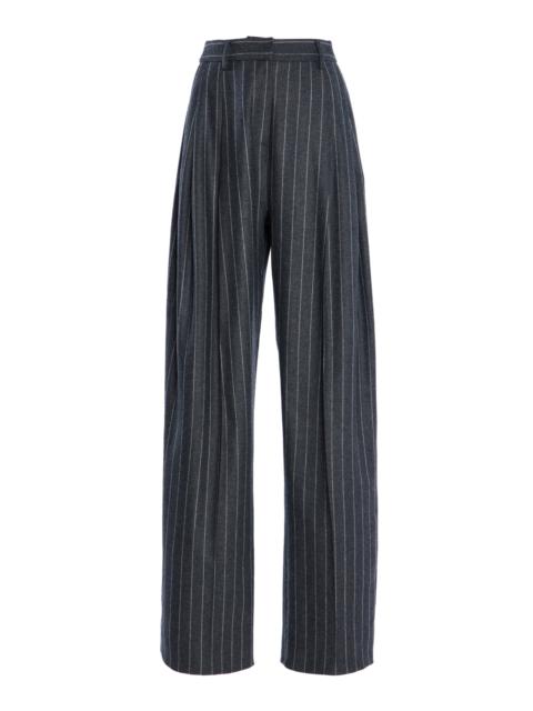 Mid-Rise Wool-Blend Wide-Leg Pants grey