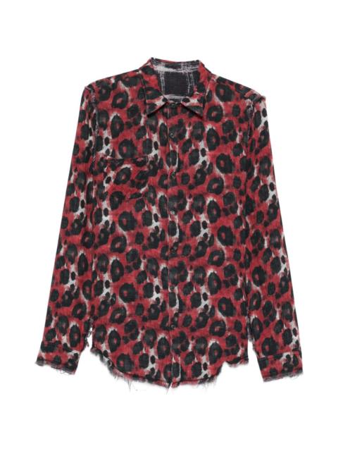 plaid shredded seam shirt