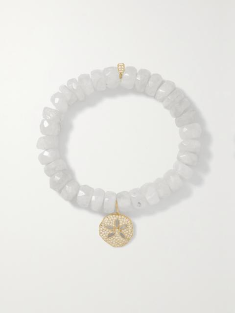Large Sand Dollar 14-karat Gold, Moonstone And Diamond Bracelet