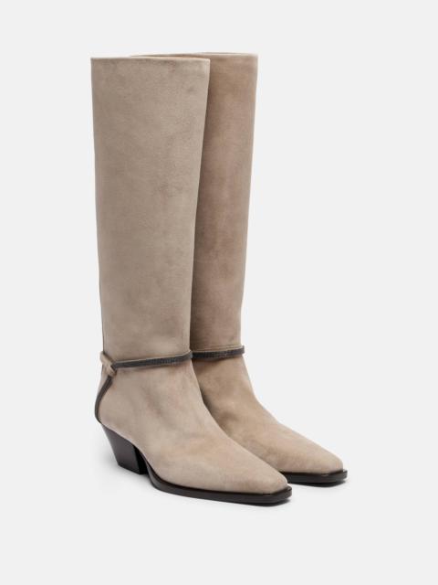 Monili suede knee-high boots