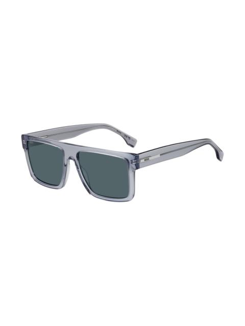TRANSPARENT-BLUE SUNGLASSES WITH LOGO PLAQUE
