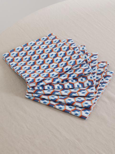 Set Of Six Printed Linen Napkins