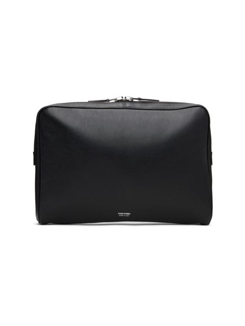 Black Grain Leather Minimal Laptop Pouch