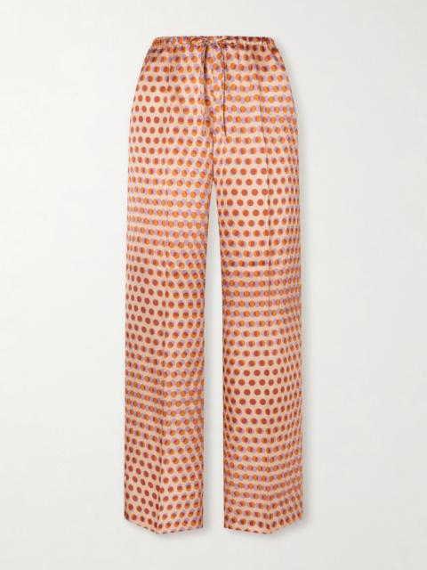Printed Silk-satin Wide-leg Pants