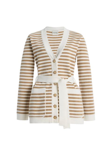 Exclusive Ari Striped Knit Cardigan brown