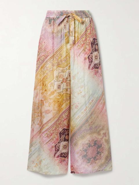 Tallow printed silk wide-leg pants Pink