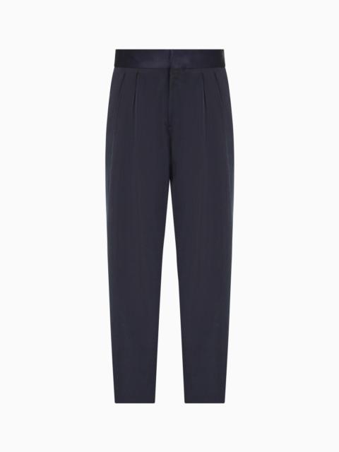 WASHED, SILK-BLEND, TWO-PLEAT TROUSERS