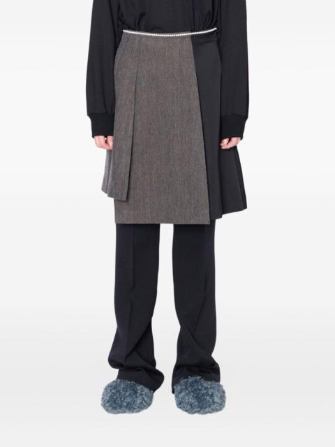 pearl-embellished pleated skirt