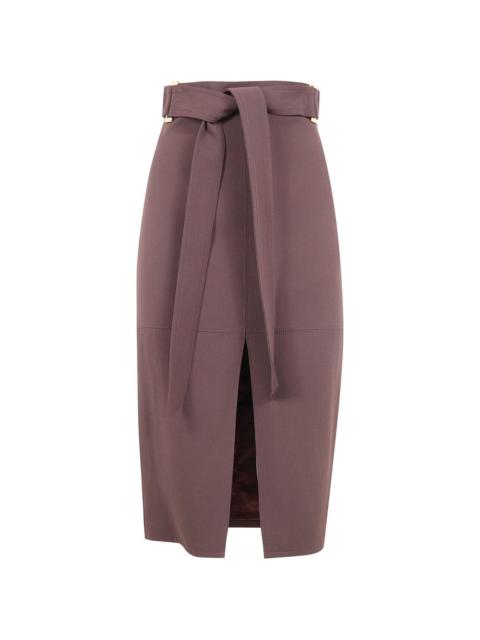 belted midi skirt