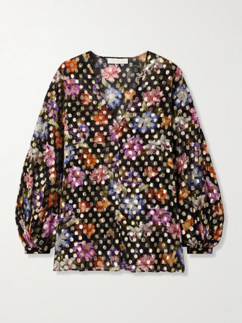Stellan Floral-print Metallic Fil Coupé Chiffon Blouse