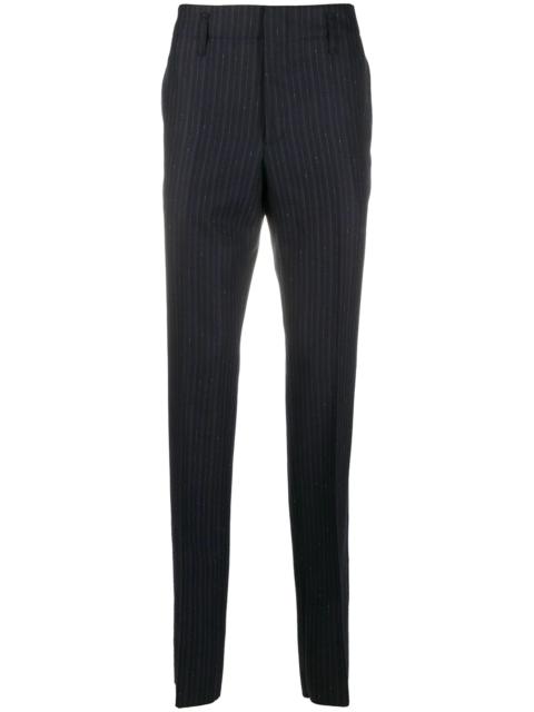 pinstriped straight-leg trousers