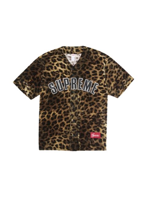 Supreme Velvet Baseball Jersey Leopard