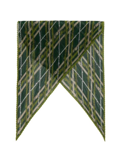 Green Belt Check Silk Chiffon Scarf