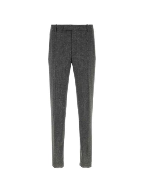 embroidered wool cigarette trousers