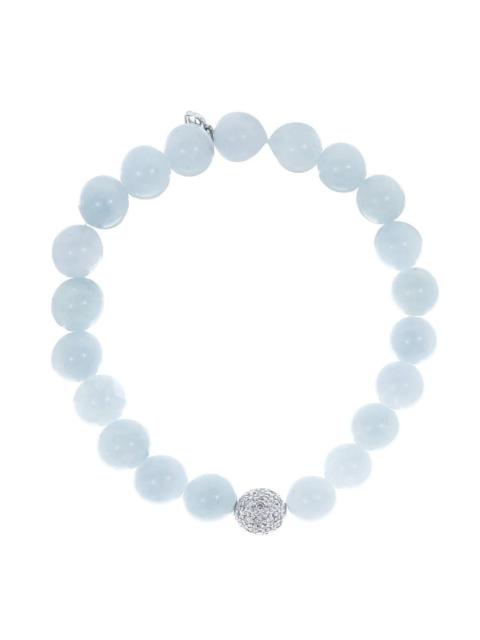 Pave Ball Aquamarine Bead Bracelet
