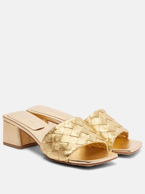 Parco Intrecciato metallic leather mules