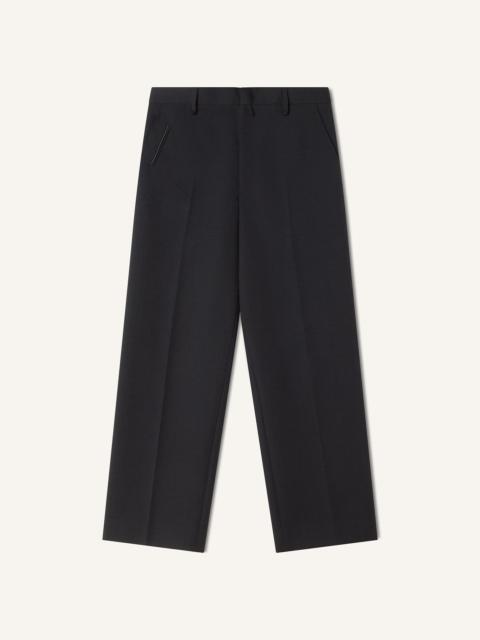 BLACK STRAIGHT-LEG WOOL PANTS